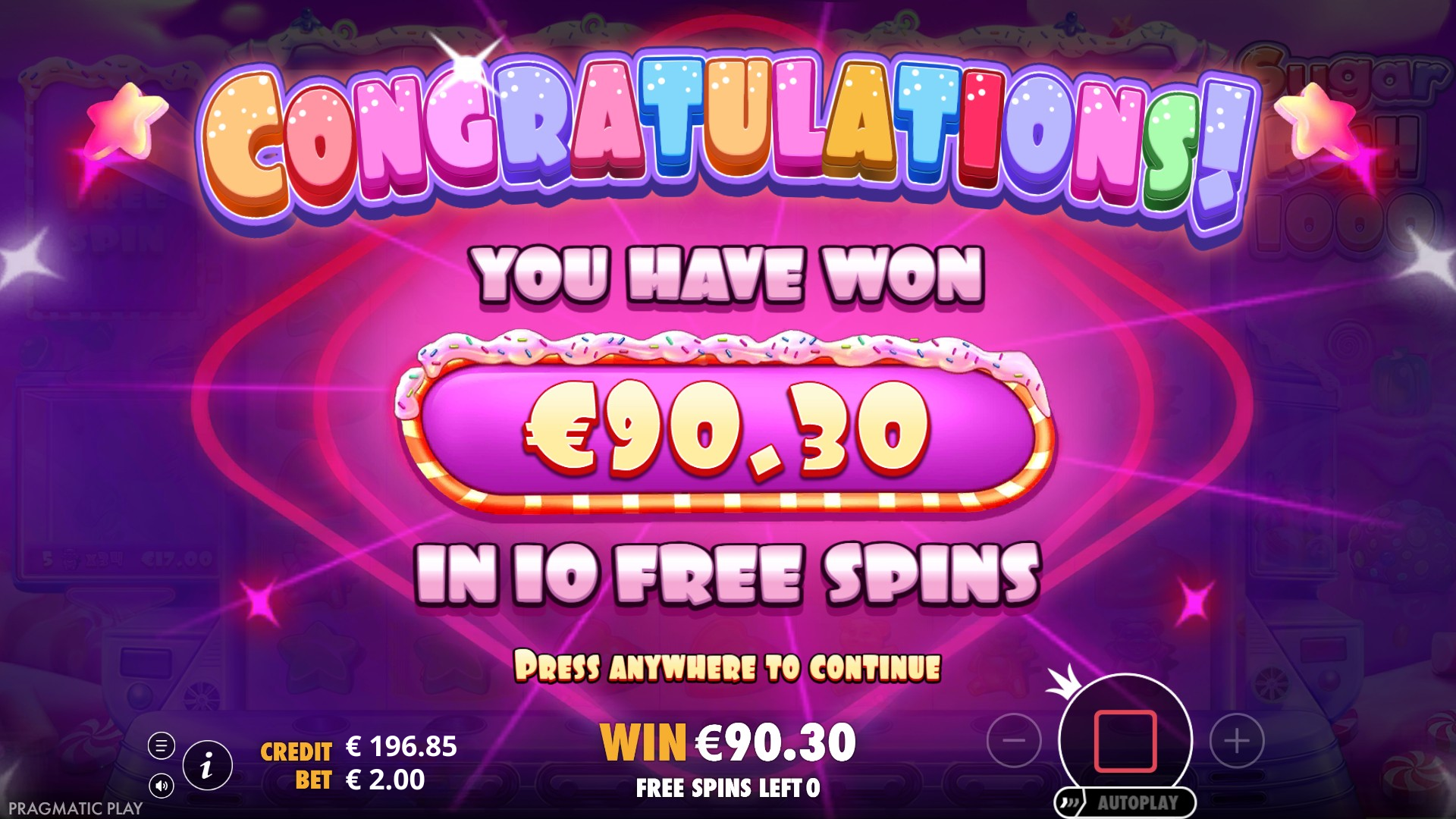Small €90.30 win without analysis